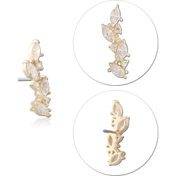 14K YELLOW GOLD MARQUISE LEAF GEM CLIMBER TOP RIGHT WITH TITANIUM ALLOY THREADLESS PIN