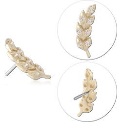 14 KARAT GOLD YELLOW JEWELED ATTACHMENT TITANIUM THREADLESS PIN