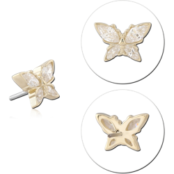 14K YELLOW GOLD MARQUISE BUTTERFLY GEM TOP WITH TITANIUM ALLOY THREADLESS PIN