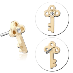 14 KARAT GOLD YELLOW JEWELED ATTACHMENT TITANIUM THREADLESS PIN