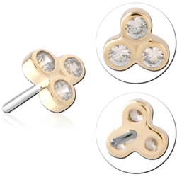 14 KARAT GOLD YELLOW JEWELED ATTACHMENT TITANIUM THREADLESS PIN