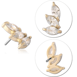 14K GOLD JEWELED ATTACHMENT TITANIUM ALLOY THREADLESS PIN
