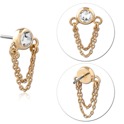 14 KARAT GOLD YELLOW JEWELED ATTACHMENT TITANIUM THREADLESS PIN