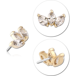 14 KARAT GOLD YELLOW JEWELED ATTACHMENT TITANIUM THREADLESS PIN