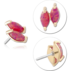 14K YELLOW GOLD JEWELED ATTACHMENT TITANIUM ALLOY THREADLESS PIN