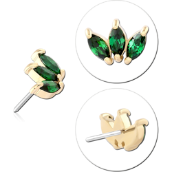 14K YELLOW GOLD JEWELED ATTACHMENT TITANIUM ALLOY THREADLESS PIN