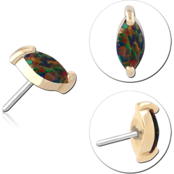 14K YELLOW GOLD JEWELED ATTACHMENT TITANIUM ALLOY THREADLESS PIN