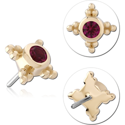 14 KARAT GOLD YELLOW JEWELED ATTACHMENT TITANIUM THREADLESS PIN