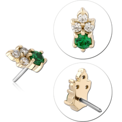 14 KARAT GOLD YELLOW JEWELED ATTACHMENT TITANIUM THREADLESS PIN