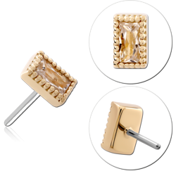 14 KARAT GOLD YELLOW JEWELED ATTACHMENT TITANIUM THREADLESS PIN