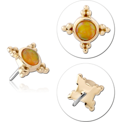 14 KARAT GOLD YELLOW JEWELED ATTACHMENT TITANIUM THREADLESS PIN