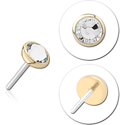 14 KARAT GOLDJEWELED ATTACHMENT TITANIUM THREADLESS PIN