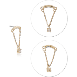 14 KARAT GOLD YELLOW JEWELED ATTACHMENT TITANIUM THREADLESS PIN