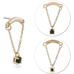 14 KARAT GOLD YELLOW JEWELED ATTACHMENT TITANIUM THREADLESS PIN