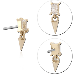 14 KARAT GOLD YELLOW JEWELED ATTACHMENT TITANIUM THREADLESS PIN
