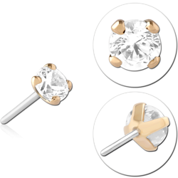 18 KARAT GOLD YELLOW PRONG SET DIAMOND ATTACHMENT TITANIUM THREADLESS PIN