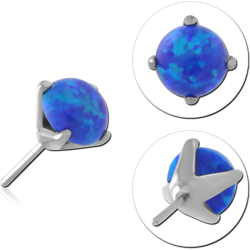 TITANIUM ALLOY SYNTHETIC OPAL THREADLESS ATTACHMENT - ROUND