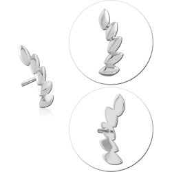 14 KARAT GOLD WHITE THREADLESS ATTACHMENT CURVED MARQUISE LEAF CLUSTER DESIGN