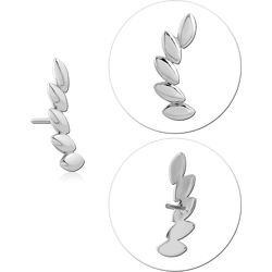14 KARAT GOLD WHITE THREADLESS ATTACHMENT CURVED SMOOTH LEAF CLIMBER DESIGN