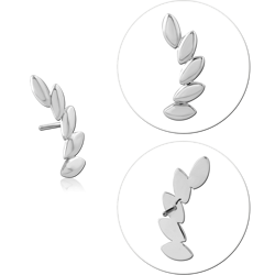 14 KARAT GOLD WHITE THREADLESS ATTACHMENT MARQUISE LEAF CLIMBER CURVE DESIGN