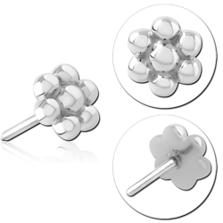 14 KARAT GOLD WHITE SOLID ATTACHMENT 1.0 AND 1.2 MM BEAD TITANIUM THREADLESS PIN