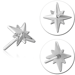 14 KARAT GOLD WHITE SOLID ATTACHMENT TITANIUM THREADLESS PIN