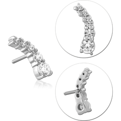 14 KARAT GOLD WHITE JEWELED ATTACHMENT TITANIUM THREADLESS PIN