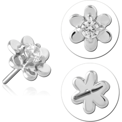 14 KARAT GOLD WHITE JEWELED ATTACHMENT TITANIUM THREADLESS PIN