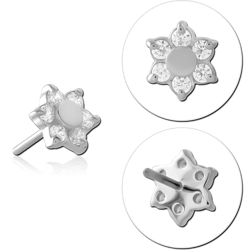 14 KARAT GOLD WHITE JEWELED ATTACHMENT TITANIUM THREADLESS PIN