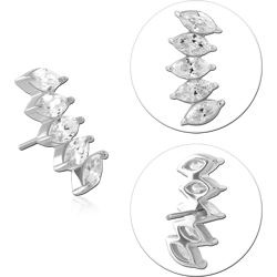 14 KARAT GOLD WHITE JEWELED ATTACHMENT TITANIUM THREADLESS PIN