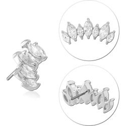 14 KARAT GOLD WHITE JEWELED ATTACHMENT TITANIUM THREADLESS PIN