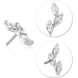 14 KARAT GOLD WHITE JEWELED ATTACHMENT TITANIUM THREADLESS PIN