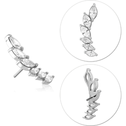14 KARAT GOLD WHITE JEWELED ATTACHMENT TITANIUM THREADLESS PIN