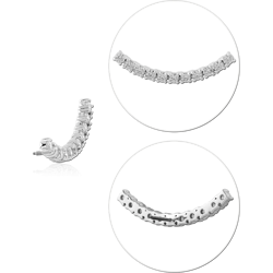 14 KARAT GOLD WHITE JEWELED ATTACHMENT TITANIUM THREADLESS PIN