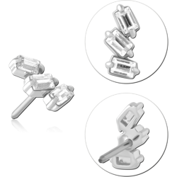 14 KARAT GOLD WHITE JEWELED ATTACHMENT TITANIUM THREADLESS PIN