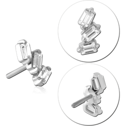 14 KARAT GOLD WHITE JEWELED ATTACHMENT TITANIUM THREADLESS PIN