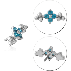 14 KARAT GOLD WHITE THREADLESS TOP FLORAL CLUSTER PRONG SET GEMS