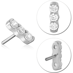14 KARAT GOLD WHITE JEWELED ATTACHMENT TITANIUM THREADLESS PIN