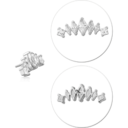 14 KARAT GOLD WHITE THREADLESS ATTACHMENT MARQUISE AND SQUARE GEM ARC