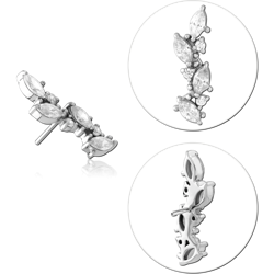 14 KARAT GOLD WHITE THREADLESS ATTACHMENT RIGHT MARQUISE LEAF GEM CLUSTER