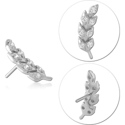 14 KARAT GOLD WHITE JEWELED ATTACHMENT TITANIUM THREADLESS PIN