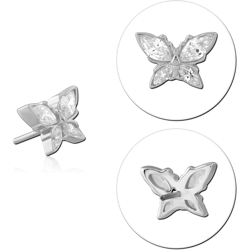 14 KARAT GOLD WHITE THREADLESS ATTACHMENT MARQUISE GEM BUTTERFLY CLUSTER DESIGN