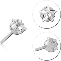 14 KARAT GOLD WHITE JEWELED ATTACHMENT TITANIUM THREADLESS PIN - STAR