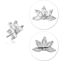 14 KARAT GOLD WHITE JEWELED ATTACHMENT TITANIUM THREADLESS PIN