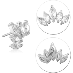 14 KARAT GOLD WHITE JEWELED ATTACHMENT TITANIUM THREADLESS PIN