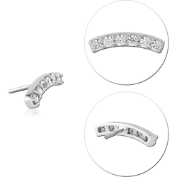 14 KARAT GOLD WHITE JEWELED ATTACHMENT TITANIUM THREADLESS PIN