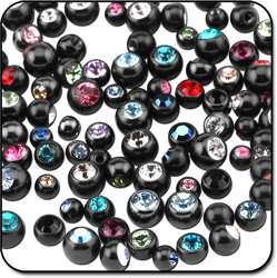 VALUE PACK OF MIX BLACK PVD COATED SURGICAL STEEL GRADE 316L JEWELED BALLS FOR BALL CLOSURE RING