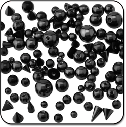 VALUE PACK OF MIX BLACK PVD COATED SURGICAL STEEL GRADE 316L BALLS FOR 1.6MM