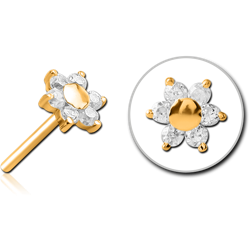 STERILE GOLD PVD COATED SURGICAL STEEL GRADE 316L JEWELED THREADLESS ATTACHMENT - FLOWER