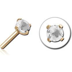 ZIRCON GOLD PVD COATED SURGICAL STEEL GRADE 316L JEWELED THREADLESS ATTACHMENT - ROUND
